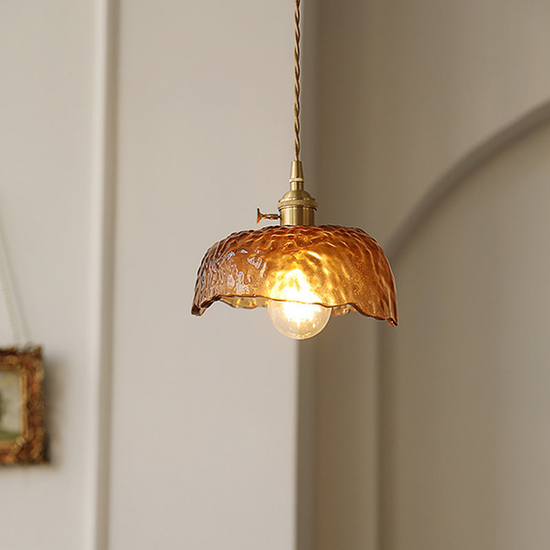 Zeitgenössische nordische Kuppel Kupfer Glas 1-Licht Pendelleuchte für Wohnzimmer 