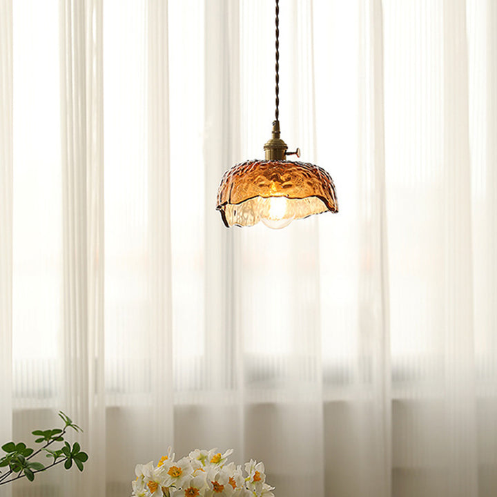 Zeitgenössische nordische Kuppel Kupfer Glas 1-Licht Pendelleuchte für Wohnzimmer 