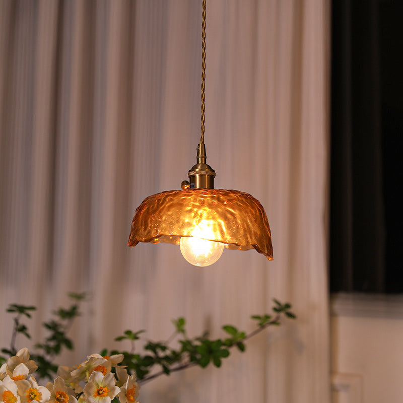 Zeitgenössische nordische Kuppel Kupfer Glas 1-Licht Pendelleuchte für Wohnzimmer 
