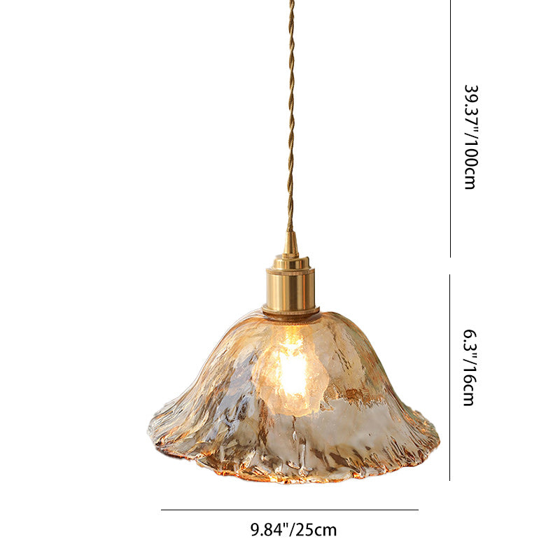 Zeitgenössische nordische Kuppel Kupfer Glas 1-Licht Pendelleuchte für Wohnzimmer 