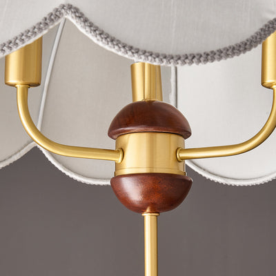 Lámpara colgante contemporánea retro de cúpula de cobre con tela y 3 luces para sala de estar 