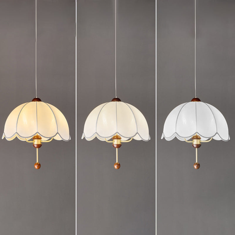 Lámpara colgante contemporánea retro de cúpula de cobre con tela y 3 luces para sala de estar 