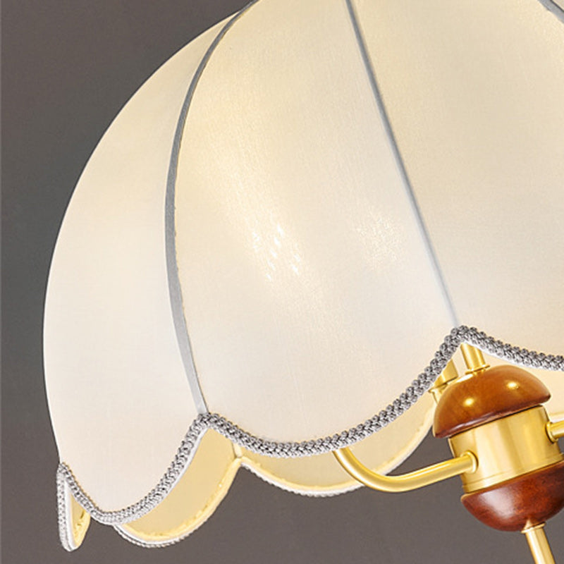 Lámpara colgante contemporánea retro de cúpula de cobre con tela y 3 luces para sala de estar 