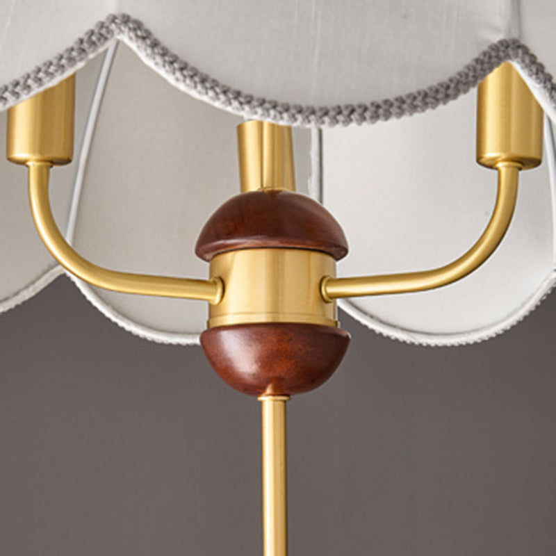 Lámpara colgante contemporánea retro de cúpula de cobre con tela y 3 luces para sala de estar 