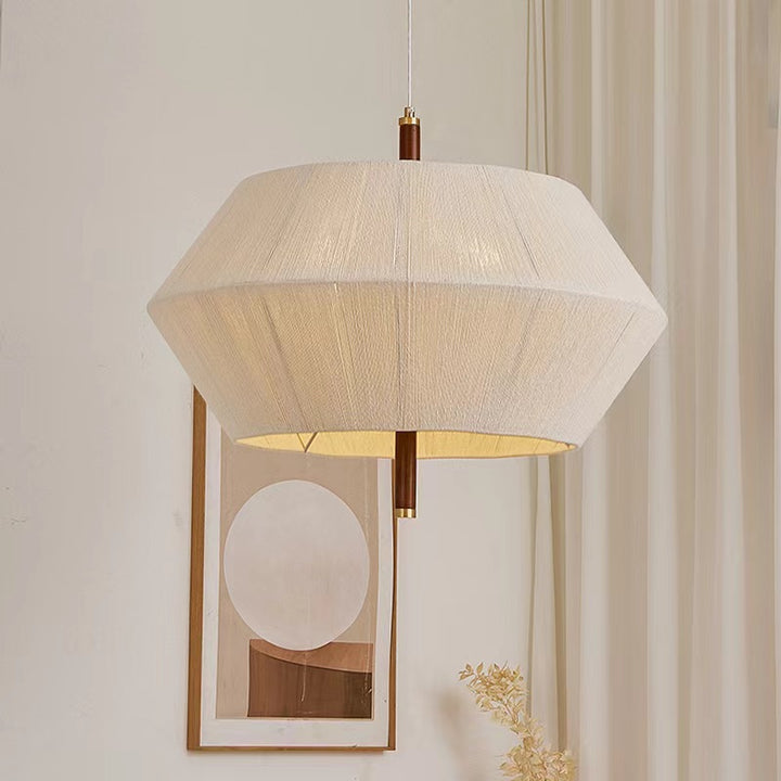 Suspension Luminaire Ovale en Cuivre et Bois Japonais Traditionnel 1/2/3 Lumières Pour Salon 