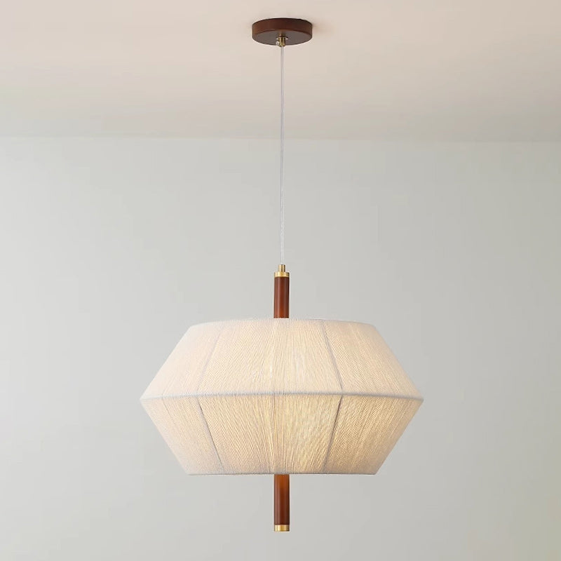 Suspension Luminaire Ovale en Cuivre et Bois Japonais Traditionnel 1/2/3 Lumières Pour Salon 