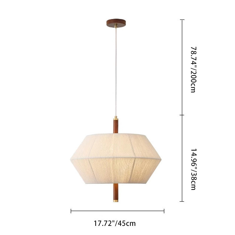 Suspension Luminaire Ovale en Cuivre et Bois Japonais Traditionnel 1/2/3 Lumières Pour Salon 
