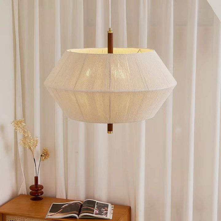 Suspension Luminaire Ovale en Cuivre et Bois Japonais Traditionnel 1/2/3 Lumières Pour Salon 