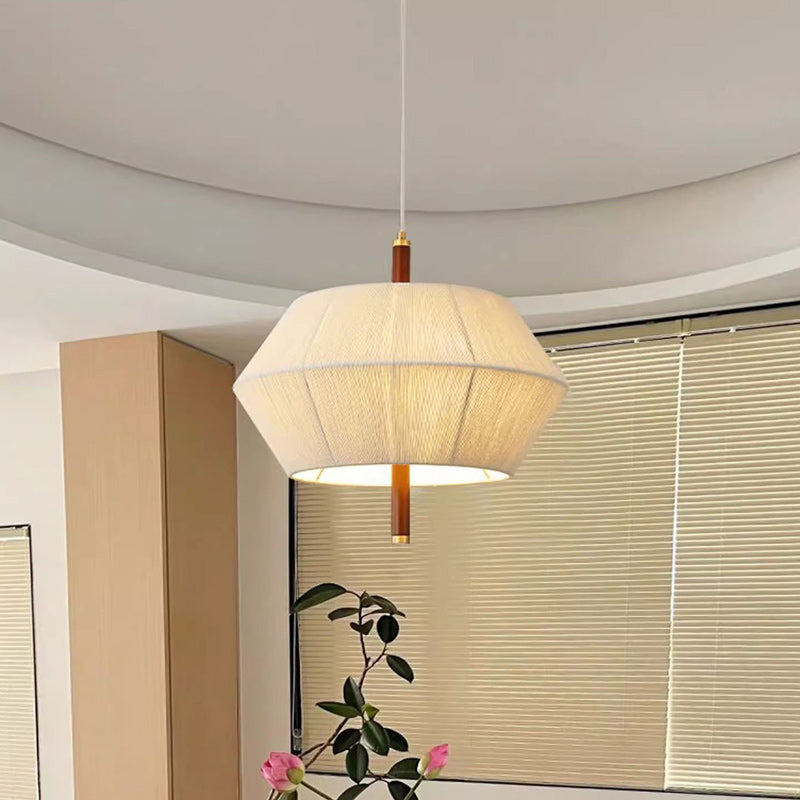 Suspension Luminaire Ovale en Cuivre et Bois Japonais Traditionnel 1/2/3 Lumières Pour Salon 