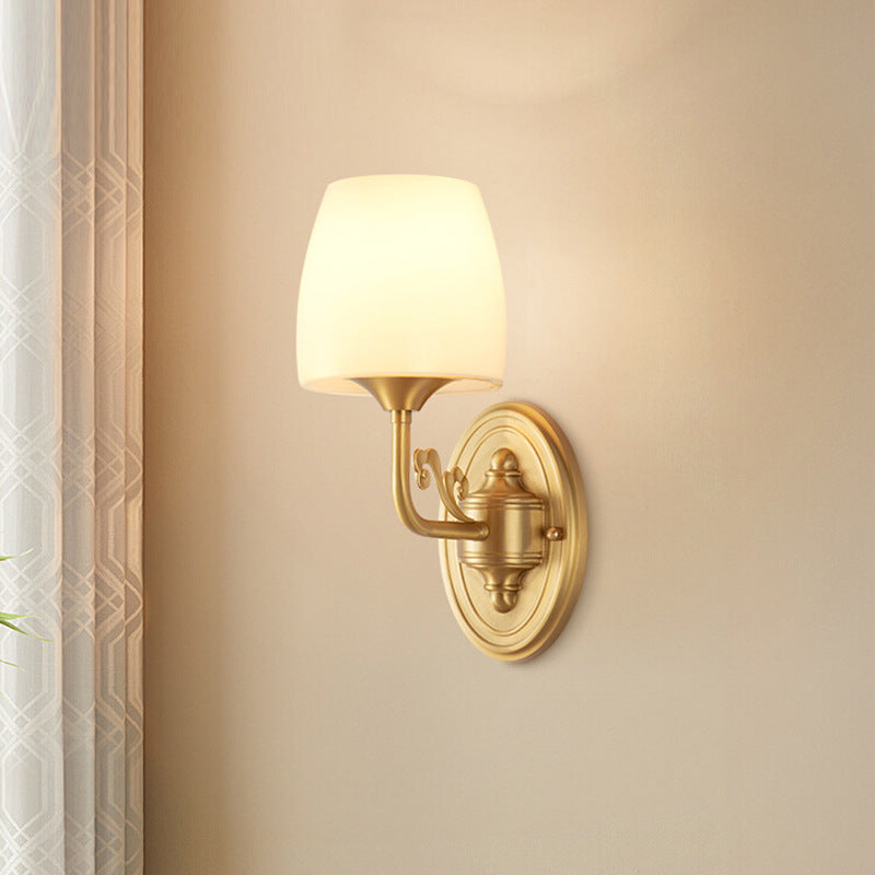Applique Murale Lampe à Une ou Deux Lumières en Verre Cuivre Traditionnel Vintage pour Salon 