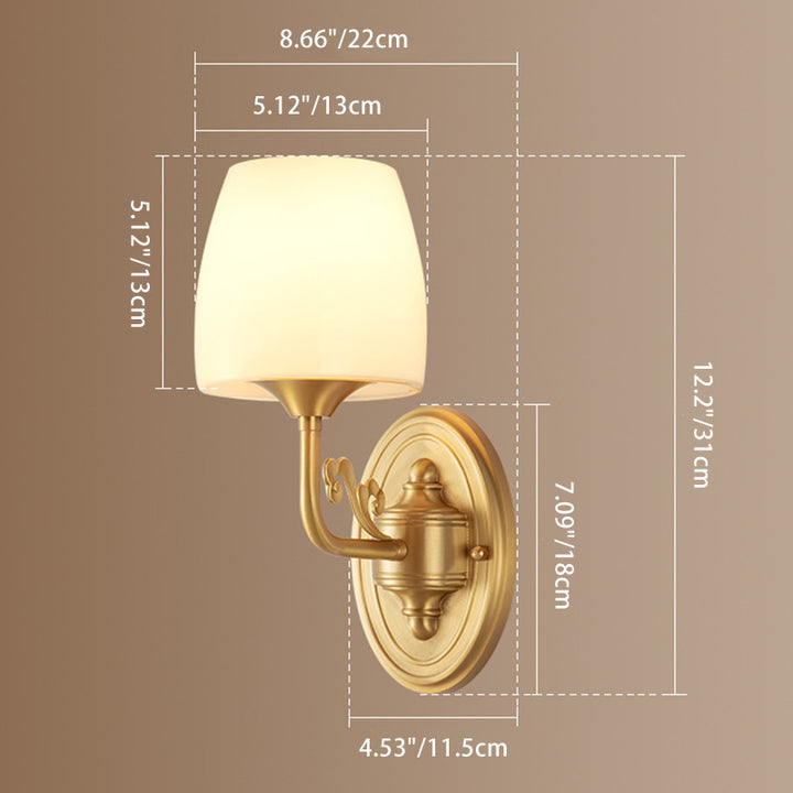 Applique Murale Lampe à Une ou Deux Lumières en Verre Cuivre Traditionnel Vintage pour Salon 