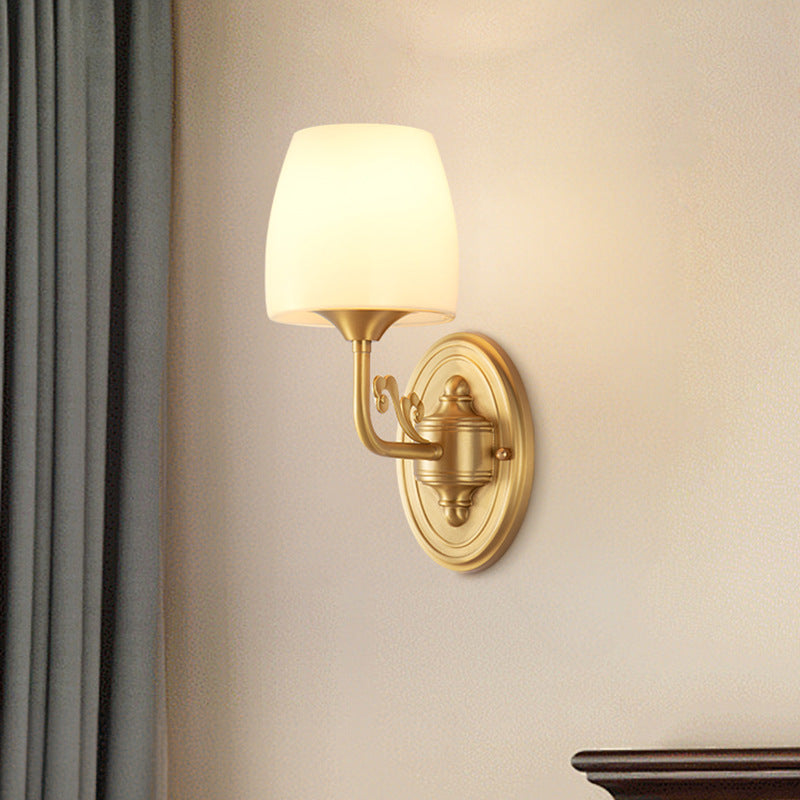 Applique Murale Lampe à Une ou Deux Lumières en Verre Cuivre Traditionnel Vintage pour Salon 