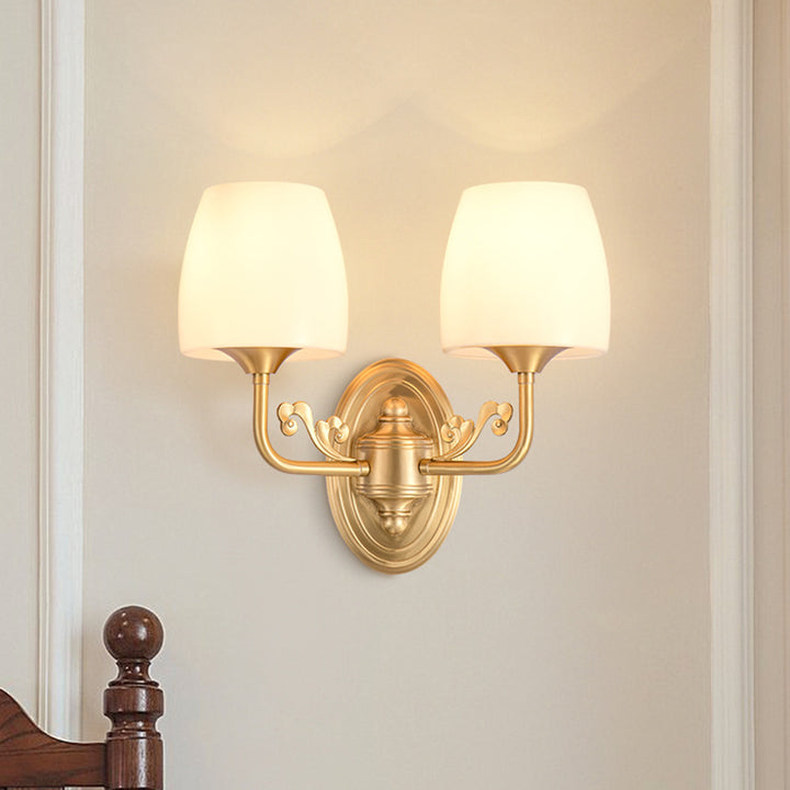 Applique Murale Lampe à Une ou Deux Lumières en Verre Cuivre Traditionnel Vintage pour Salon 
