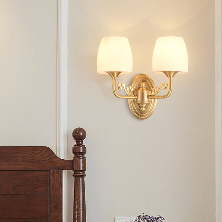 Applique Murale Lampe à Une ou Deux Lumières en Verre Cuivre Traditionnel Vintage pour Salon 