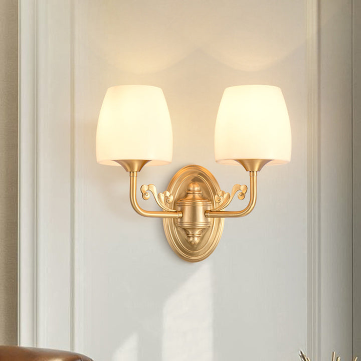 Applique Murale Lampe à Une ou Deux Lumières en Verre Cuivre Traditionnel Vintage pour Salon 