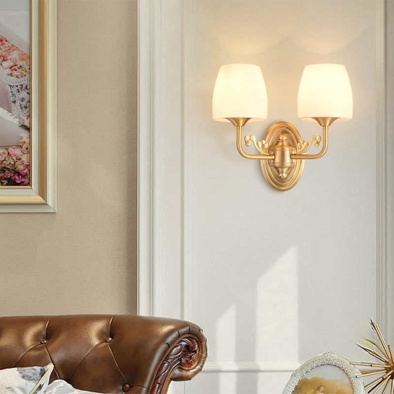 Applique Murale Lampe à Une ou Deux Lumières en Verre Cuivre Traditionnel Vintage pour Salon 