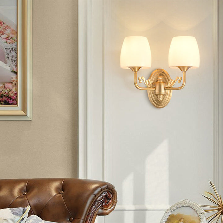 Applique Murale Lampe à Une ou Deux Lumières en Verre Cuivre Traditionnel Vintage pour Salon 