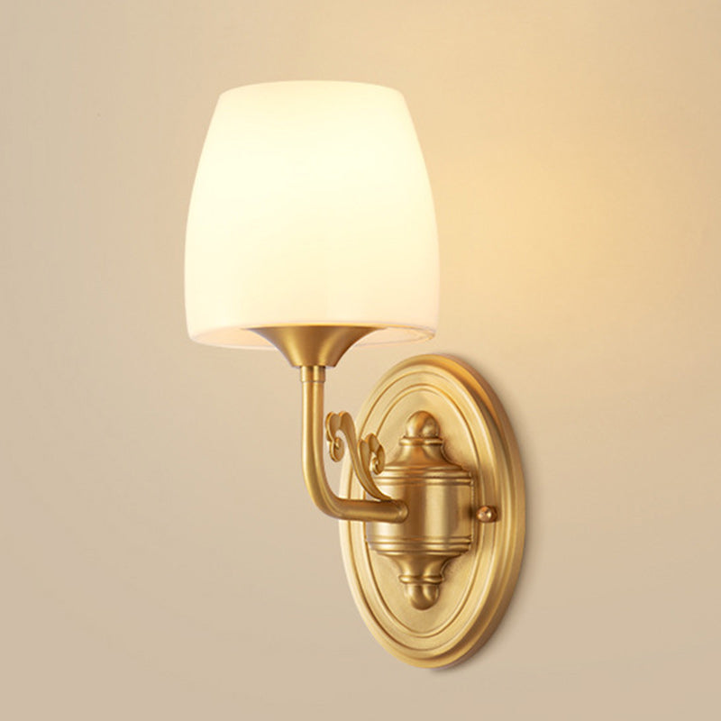 Applique Murale Lampe à Une ou Deux Lumières en Verre Cuivre Traditionnel Vintage pour Salon 
