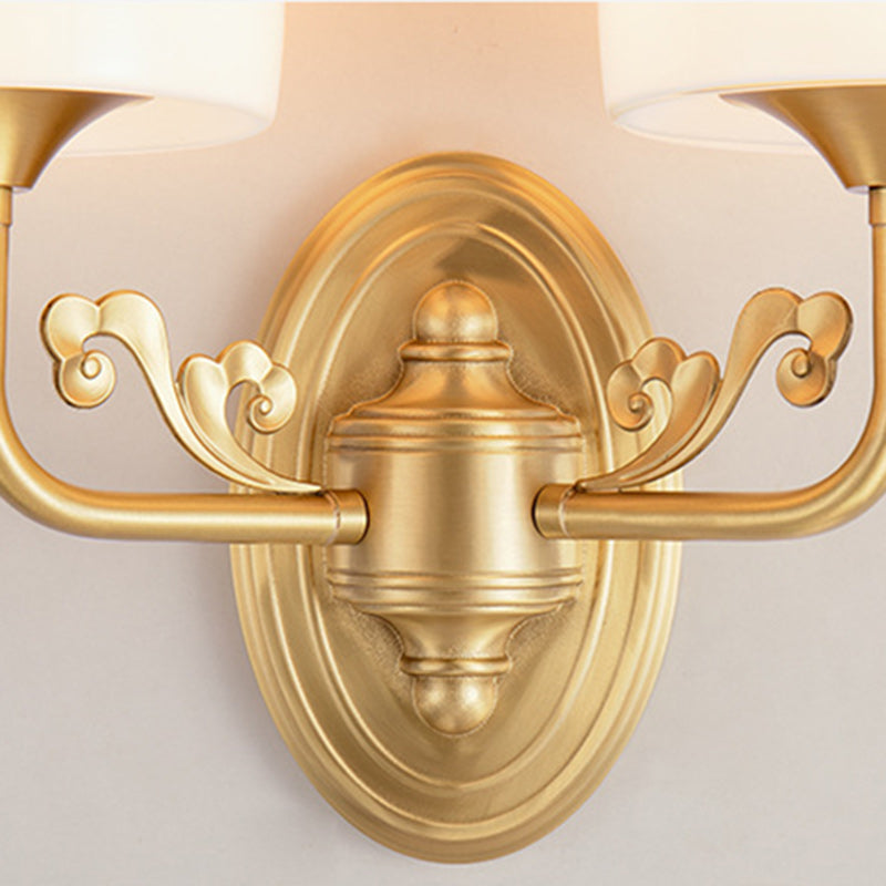 Applique Murale Lampe à Une ou Deux Lumières en Verre Cuivre Traditionnel Vintage pour Salon 