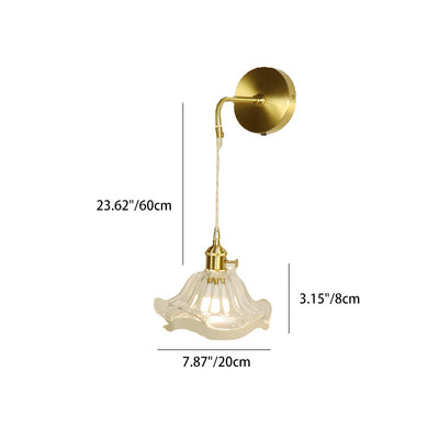 Traditionelle französische Blumen-Kupferglas 1-Licht Wandleuchte für Wohnzimmer 