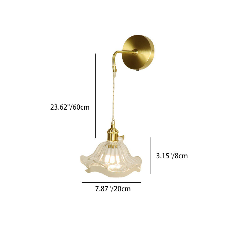 Traditionelle französische Blumen-Kupferglas 1-Licht Wandleuchte für Wohnzimmer 