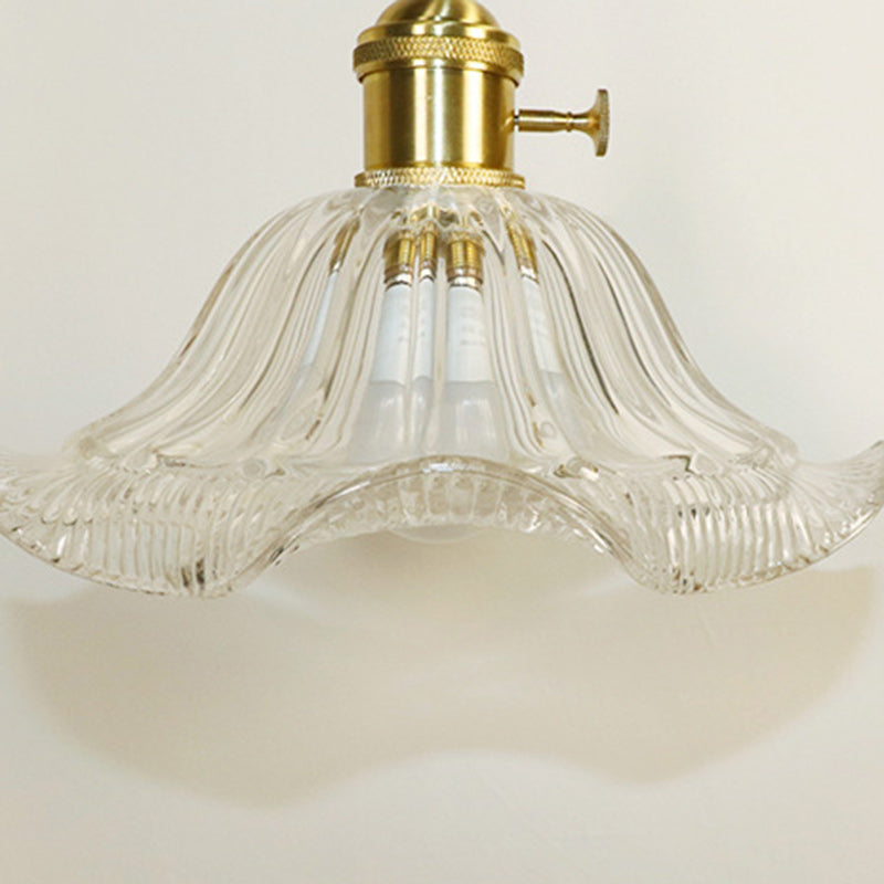 Traditionelle französische Blumen-Kupferglas 1-Licht Wandleuchte für Wohnzimmer 