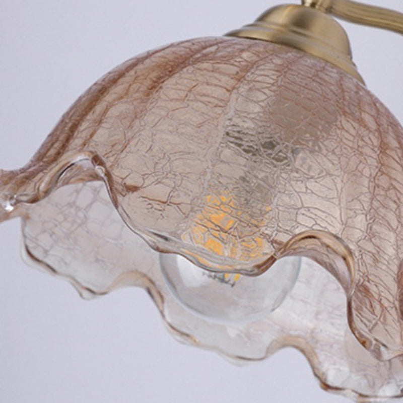 Traditionelle französische Kuppel Holz Kupfer Glas 1-Licht Wandleuchte für Wohnzimmer 