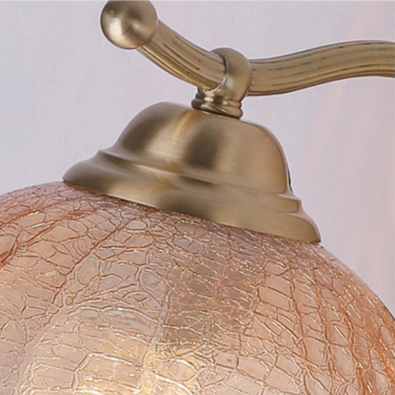 Traditionelle französische Kuppel Holz Kupfer Glas 1-Licht Wandleuchte für Wohnzimmer 