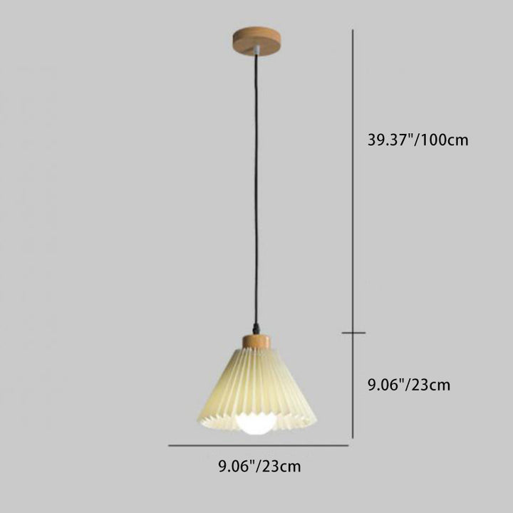 Suspension en bois conique japonais traditionnel à 1 lumière pour salon 