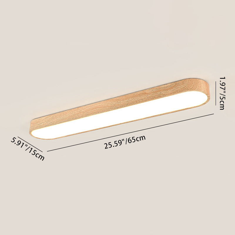 Luz de techo LED de montaje empotrado rectangular de acrílico y madera nórdica contemporánea para sala de estar 