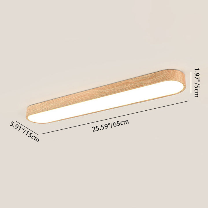 Zeitgenössische nordische rechteckige Holz-Acryl-LED-Deckenleuchte für das Wohnzimmer 