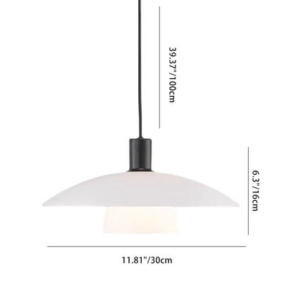 Lámpara colgante contemporánea escandinava redonda de hierro y vidrio de 1 luz para sala de estar 