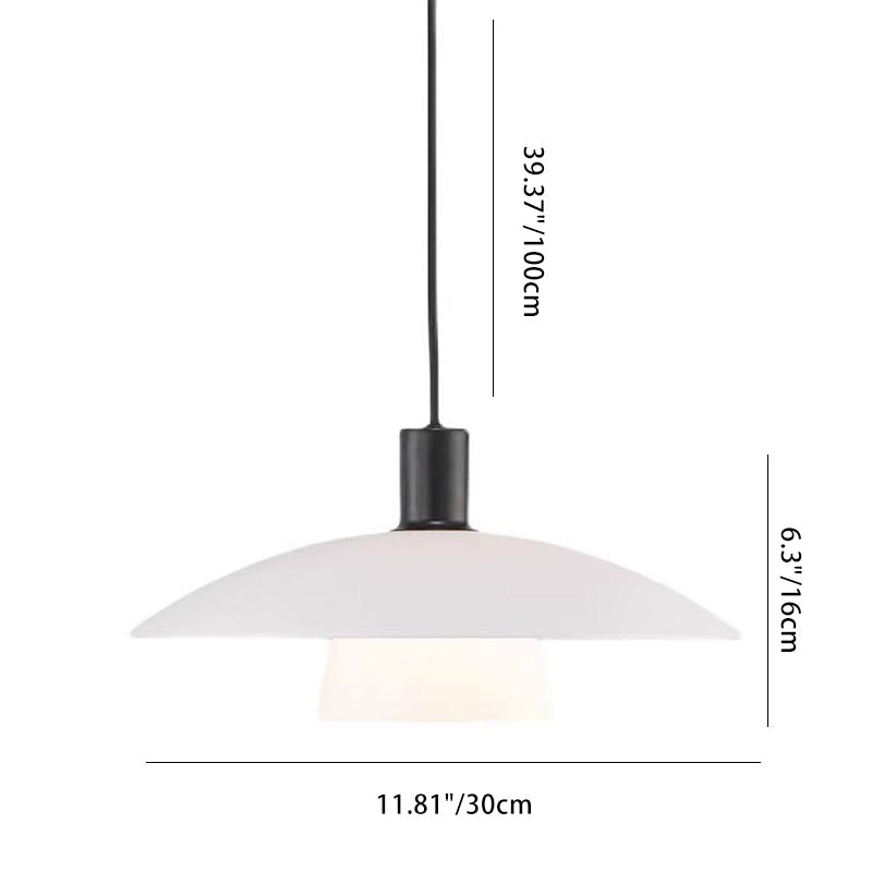 Lámpara colgante contemporánea escandinava redonda de hierro y vidrio de 1 luz para sala de estar 