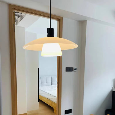 Lámpara colgante contemporánea escandinava redonda de hierro y vidrio de 1 luz para sala de estar 
