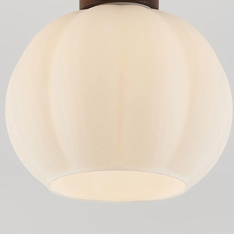 Zeitgenössische nordische ovale Holz-Eisen-Glas 1-Licht Deckenleuchte für das Wohnzimmer 