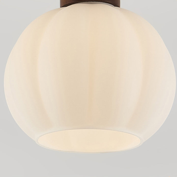 Zeitgenössische nordische ovale Holz-Eisen-Glas 1-Licht Deckenleuchte für das Wohnzimmer 