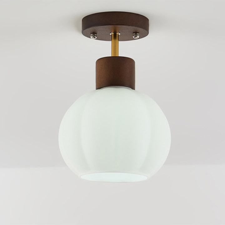 Zeitgenössische nordische ovale Holz-Eisen-Glas 1-Licht Deckenleuchte für das Wohnzimmer 