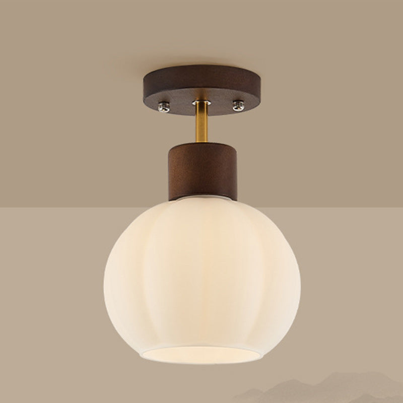 Zeitgenössische nordische ovale Holz-Eisen-Glas 1-Licht Deckenleuchte für das Wohnzimmer 