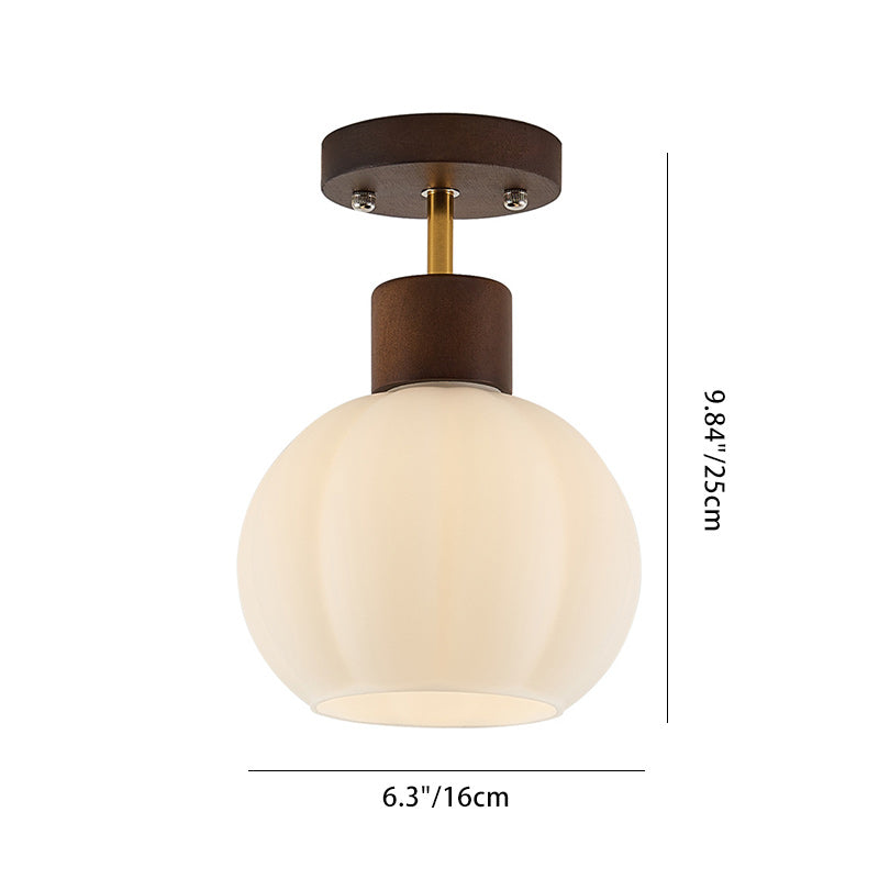 Zeitgenössische nordische ovale Holz-Eisen-Glas 1-Licht Deckenleuchte für das Wohnzimmer 
