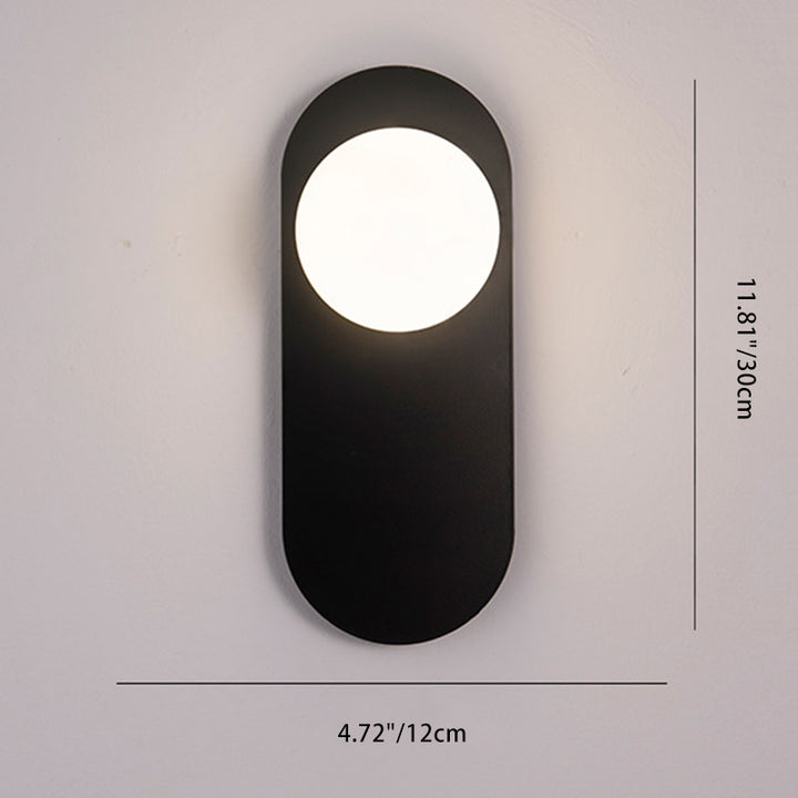 Zeitgenössische kreative ovale Eisen-Glas-Wandleuchte mit 1 Licht für das Wohnzimmer 