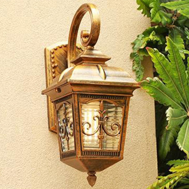 Lámpara de Aplique de Pared de 1 Luz de Vidrio de Aluminio Trapezoidal Tradicional Francesa para Jardín 