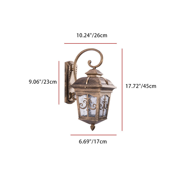 Lámpara de Aplique de Pared de 1 Luz de Vidrio de Aluminio Trapezoidal Tradicional Francesa para Jardín 