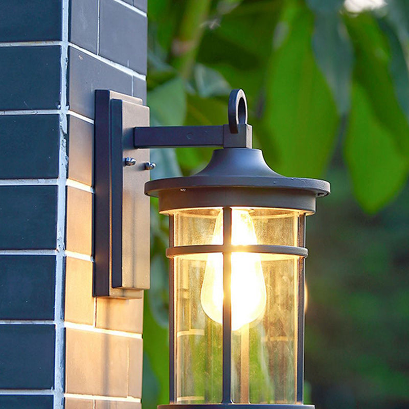 Zeitgenössische industrielle Säule Aluminium Glas 1-Licht Wandleuchte für den Garten 