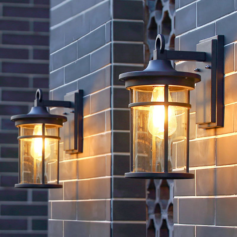 Zeitgenössische industrielle Säule Aluminium Glas 1-Licht Wandleuchte für den Garten 