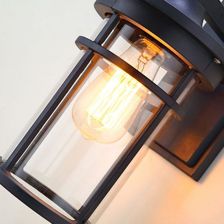 Zeitgenössische industrielle Säule Aluminium Glas 1-Licht Wandleuchte für den Garten 