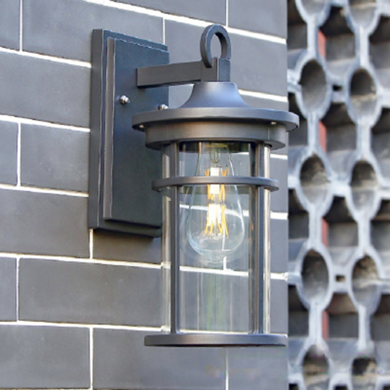 Zeitgenössische industrielle Säule Aluminium Glas 1-Licht Wandleuchte für den Garten 
