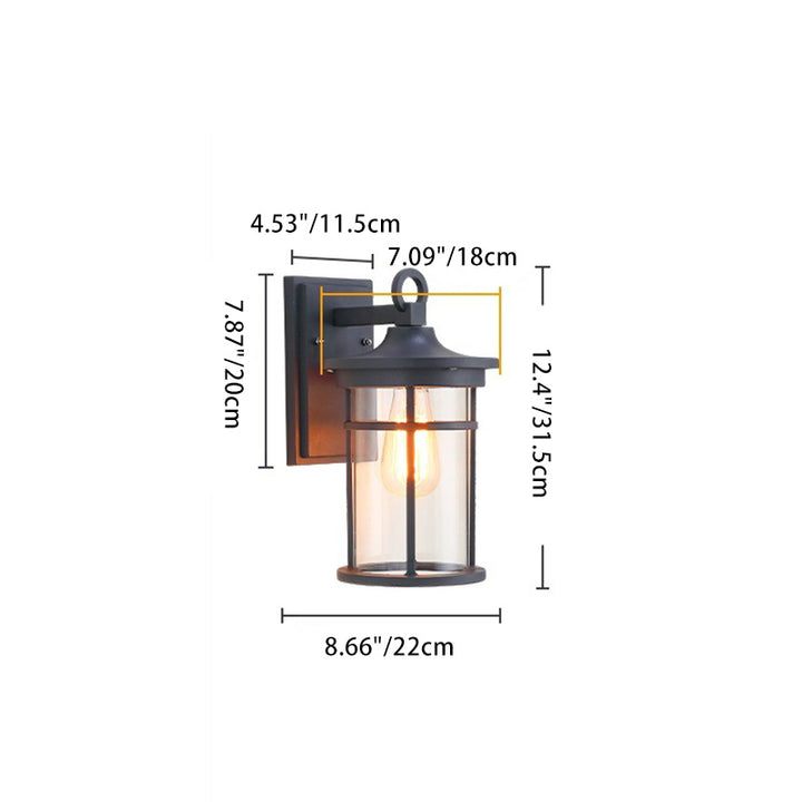 Zeitgenössische industrielle Säule Aluminium Glas 1-Licht Wandleuchte für den Garten 