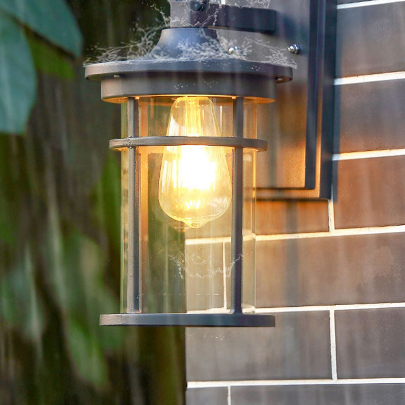 Zeitgenössische industrielle Säule Aluminium Glas 1-Licht Wandleuchte für den Garten 