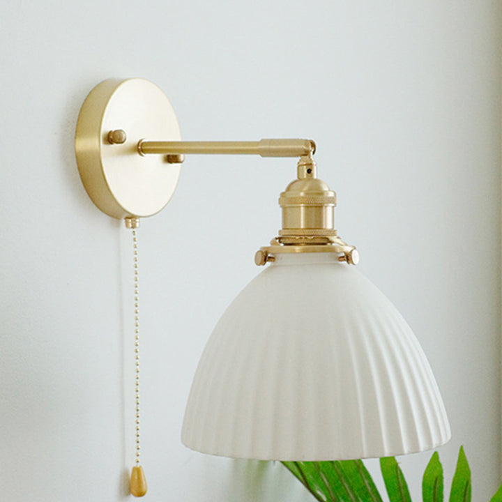 Lampe murale en céramique en cuivre en forme de dôme japonais traditionnel à 1 lumière pour salon 