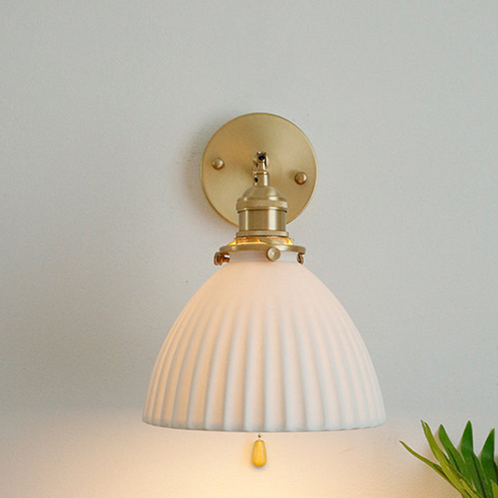 Lampe murale en céramique en cuivre en forme de dôme japonais traditionnel à 1 lumière pour salon 